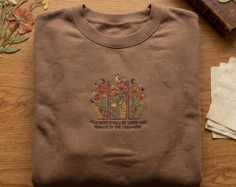 Terrasen To Whatever End Embroidered Sweatshirt, Fireheart Fantasy Shirt, Throne of Glass Book Lover Gift