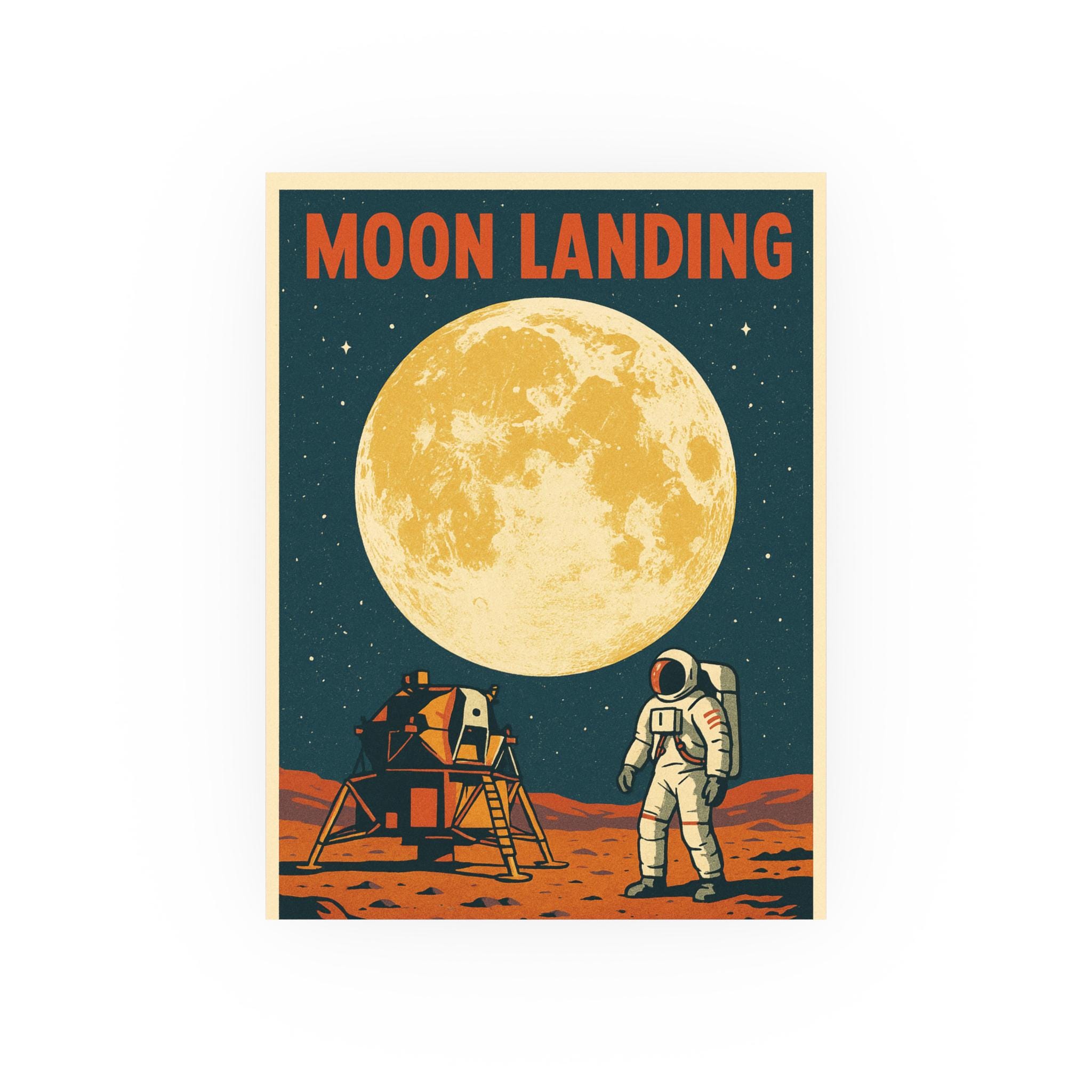 Moon Landing Poster Print - Vintage Space Art, Astronaut Decor, NASA ...