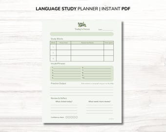 Language Study Planner | Daily Vocabulary Tracker (Digital Download)