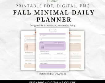 Fall Minimalist Daily Planner – Printable PDF, 3 Colors