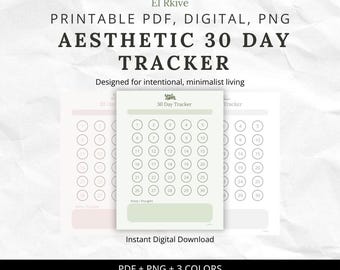 Minimalist 30 Day Habit Tracker: Aesthetic PDF Challenge (Digital Download)