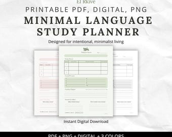 Language Study Planner: Daily Goal Tracker, Vocabulary Builder (Digital Download)