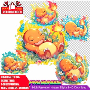 cute sleep charmander png