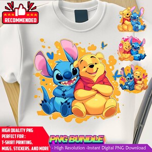 pooh and Stitch Clipart bundle - commercial use, instant download, sublimation, t shirt, mug, bag, splash