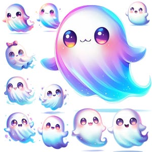 Funny Cute Ghost Clipart | Whimsical Ghost Clipart Bundle | 10 High-Quality Designs | Halloween Art | Printables | Commercial Use
