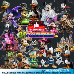 Mickey & Friends Halloween PNG Bundle: T-Shirt Sublimation Designs (Instant Download, 300DPI)