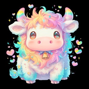 Iridescent Highland Cow Png bundle, Sublimation Design, Kids Png, Baby Highland Cow Png, T-Shirt Design, Instant Download Png, DTF