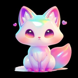 Iridescent Fox Png, Sublimation Design, Kids Png, Baby Fox Png, T-Shirt Design, Instant Download Png, DTF