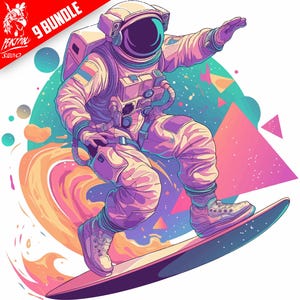 Paquete de astronautas en formato PNG, diseño de sublimación, dibujos animados del espacio en formato PNG, planetas coloridos en formato PNG, diseño de camiseta, sudadera en formato PNG, descarga digital en formato PNG, DTF