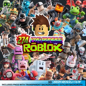Roblox PNG Clipart Bundle: Transparent Background, Digital Paper (300 DPI)