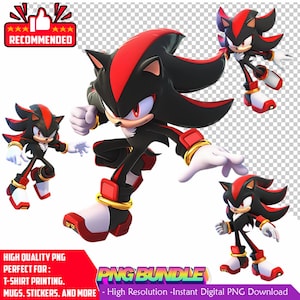 Shadow the Hedgehog PNG | T-Shirt Design | Sublimation | Instant Download PNG | DTF
