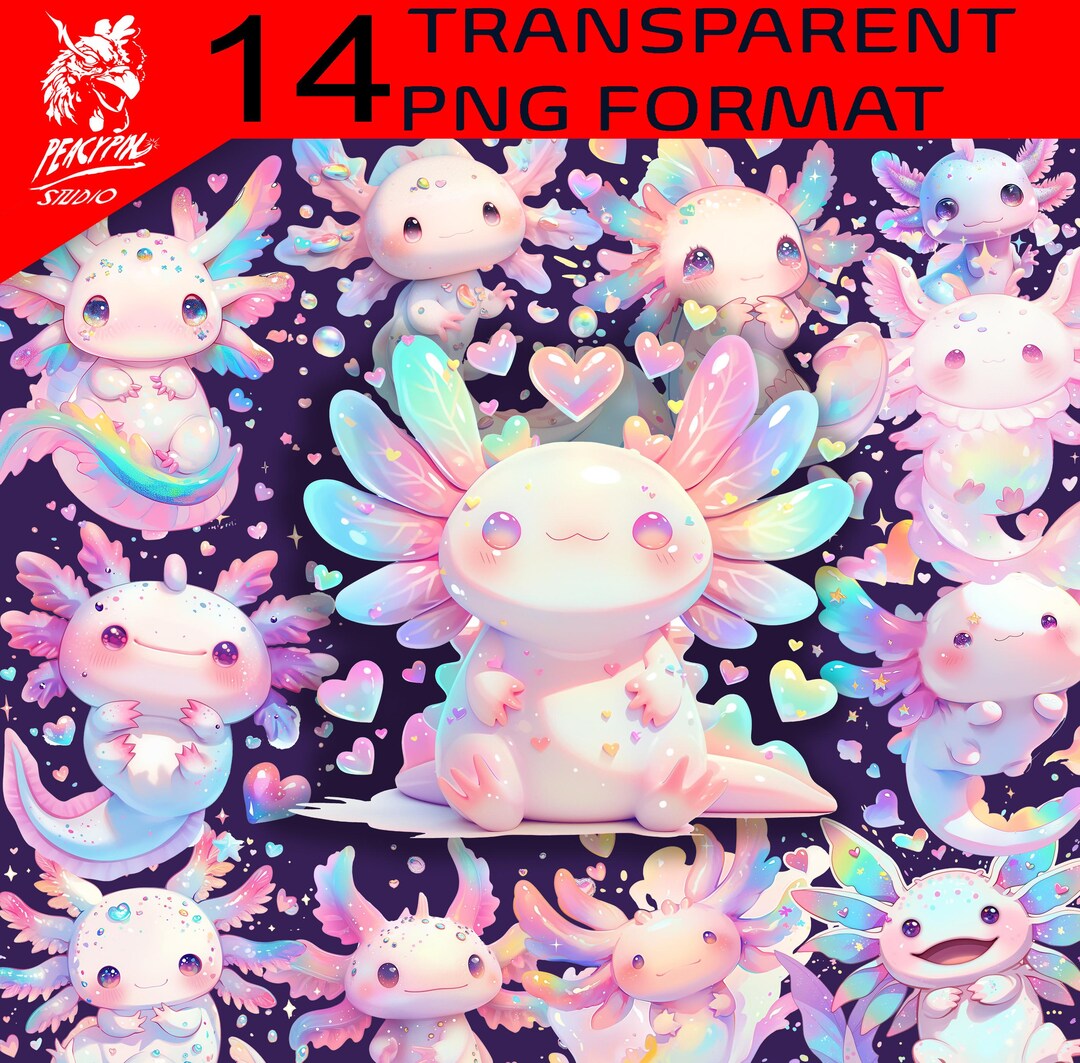 Iridescent Axolotl Png, Sublimation Design, Kids Png, Baby Axolotl Png ...
