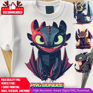 Toothless PNG Bundle: T-Shirt Design, 300 DPI (Digital Download)