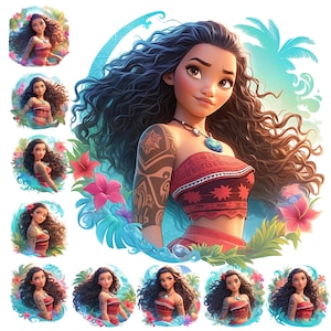 Moana Clipartbundel | 10 hoogwaardige ontwerpen | png transparant | Afdrukbare items | Commercieel gebruik