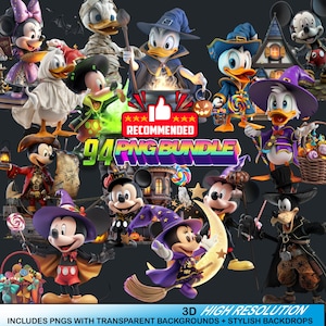 Mickey & Friends Halloween PNG Bundle: T-Shirt Sublimation Designs (Instant Download, 300DPI)