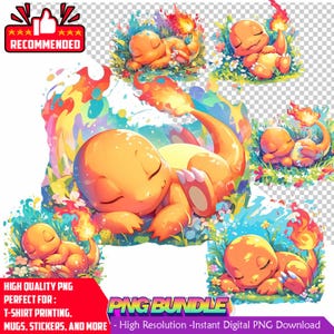 cute sleep charmander png