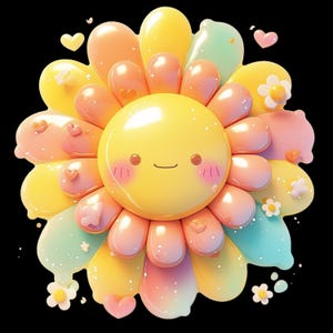 Paquete de girasoles iridiscentes (PNG), diseño de sublimación, imágenes para niños (PNG), girasoles para bebés (PNG), diseño de camisetas, descarga instantánea (PNG), DTF