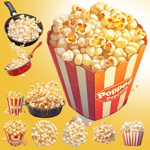 Popcorn Clipart | 10 High-Quality Designs | Party Decor | Paper Craft | Apparel | Digital Prints | Commercial Use