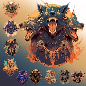 Cerberus PNG: Digital Download, Transparent Background (3500x3500 px, 300 DPI)