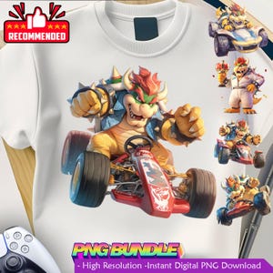 bowser Mario Kart PNG | T-Shirt Design | Sublimation | Instant Download PNG | DTF