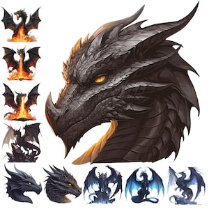 Dragon Clipart | Dynamic Dragon Clipart Bundle | 10 High-Quality Designs | Fantasy Dragon Art | Printables | Commercial Use