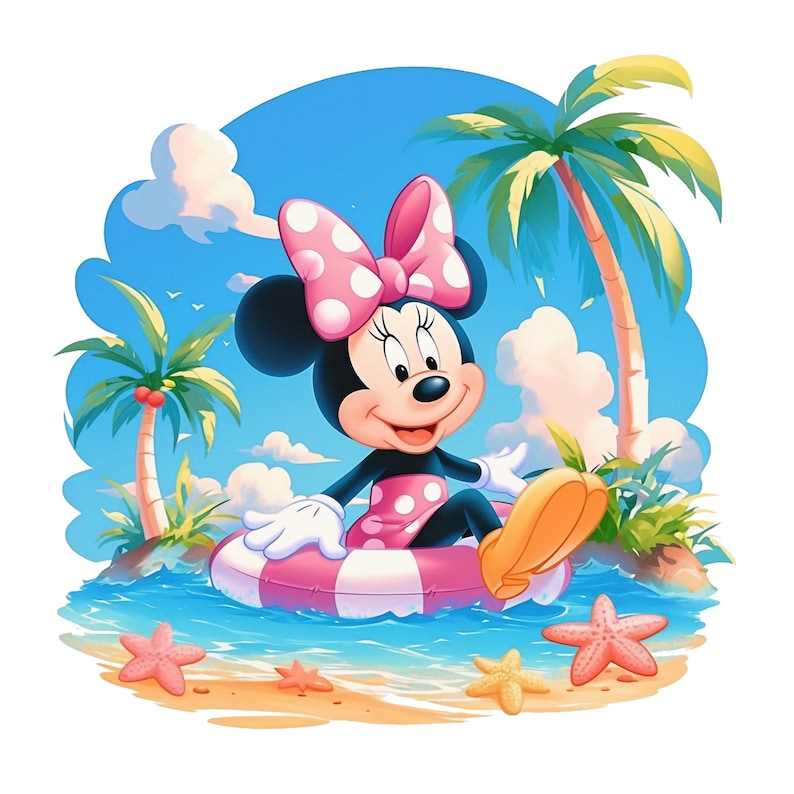 Minnie Mouse Beach Design Clipart - Commercial Use, Instant Download ...