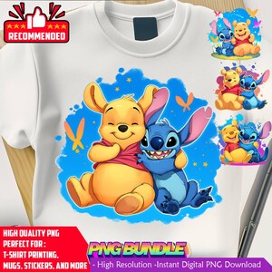 pooh and Stitch Clipart bundle - commercial use, instant download, sublimation, t shirt, mug, bag, splash