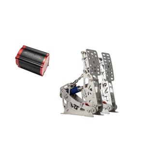 以下が含まれることがあります： 黒と赤の油圧ポンプが付いた銀色のレーシングペダルセット。ペダルはバネ式で調整可能です。