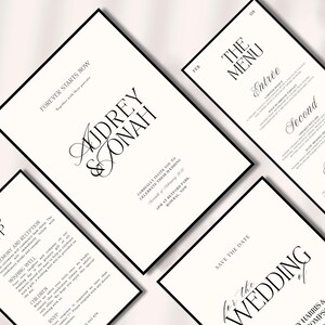 Suite di inviti di nozze classici, carta da lettere per matrimoni, invito di nozze elegante e senza tempo, download immediato, modello digitale