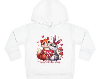 Sudadera con capucha polar con bonitos amigos animales para el día de San Valentín, sudadera para niños, chaqueta de primavera para niños, regalo para amantes de los animales, niños