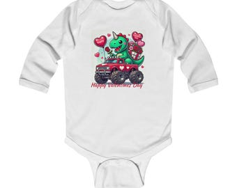 Body de bebé con diseño de dinosaurio y camión monstruo, mono de manga larga para bebé, bonito regalo, regalo para baby shower, atuendo de género neutro, moda para bebé
