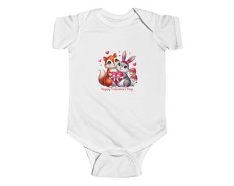 Body para bebé, regalo para el día de San Valentín, adorables amigos animales, atuendo para bebé, mameluco, regalo para baby shower, ropa para recién nacido