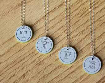 Vintage Typewriter Keys Charm Necklace