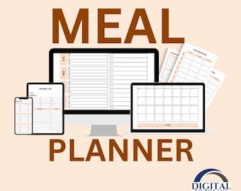 Planificador de comidas, planificador de bienestar, lista de verificación nutricional, diario de alimentos semanal, registro de comidas, diario de alimentos, plan de menú, lista de compras.