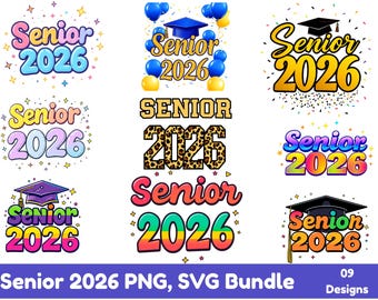 Senior 2026 PNG Bundle: Graduation Shirt Designs (Digital Download)
