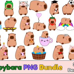 Capybara png bundle, Capybara Animal Shirt Png, Kawaii Capybara Clipart, Capybara Digital Stickers, Animal Illustration, Capybara Png set
