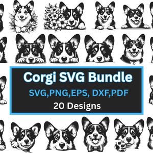 コーギー svg、20 コーギー svg バンドル、かわいいコーギー クリップアート、コーギー png、犬 svg、犬 png、コーギー犬のデザイン、コーギー犬 svg バンドル