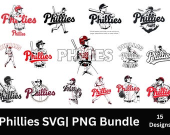 Paquete SVG de los Phillies, clipart del equipo de béisbol (descarga digital)