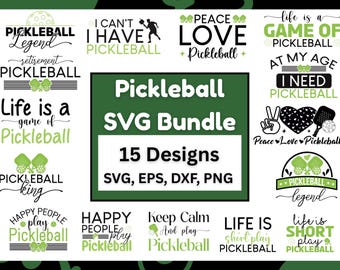 Pickleball SVG Bundle: 15 Designs, Paddle & Ball Clipart (Digital Download)