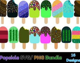 Watercolor Popsicle Clipart, Summer SVG PNG Bundle