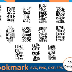 Bookmark SVG Bundle, Reading SVG, Bookmark PNG, Bookmark template, Retro Book svg, quotes svg,