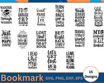 Bookmark SVG Bundle, Reading SVG, Bookmark PNG, Bookmark template, Retro Book svg, quotes svg,