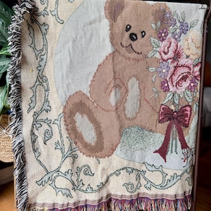 Vintage Tapestry Throw Blanket with Fringe