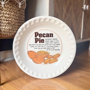 Vintage Pecan Pie Recipe Plate