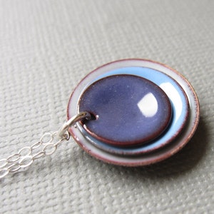 Purple Periwinkle Blue Mist Modern Minimalist Enamel Necklace image 1