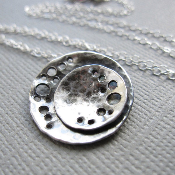 Double Moon Necklace Sterling Silver