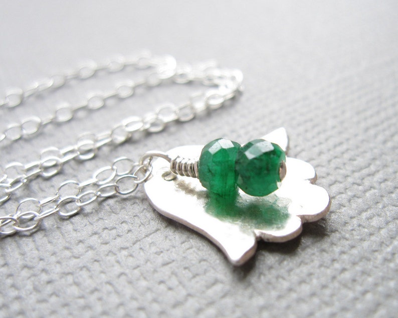 Hamsa Necklace Tiny Green Emerald Sterling Silver Jewish Judaica image 4