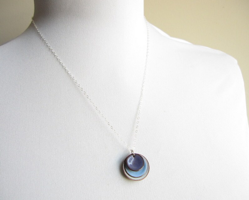 Purple Periwinkle Blue Mist Modern Minimalist Enamel Necklace image 3