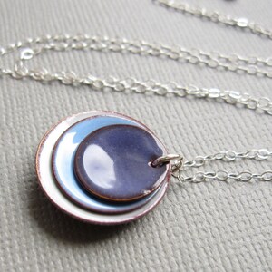 Purple Periwinkle Blue Mist Modern Minimalist Enamel Necklace image 4