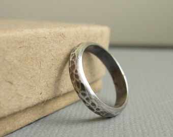 Hammered Sterling Silver Ring Simple Band Custom Size